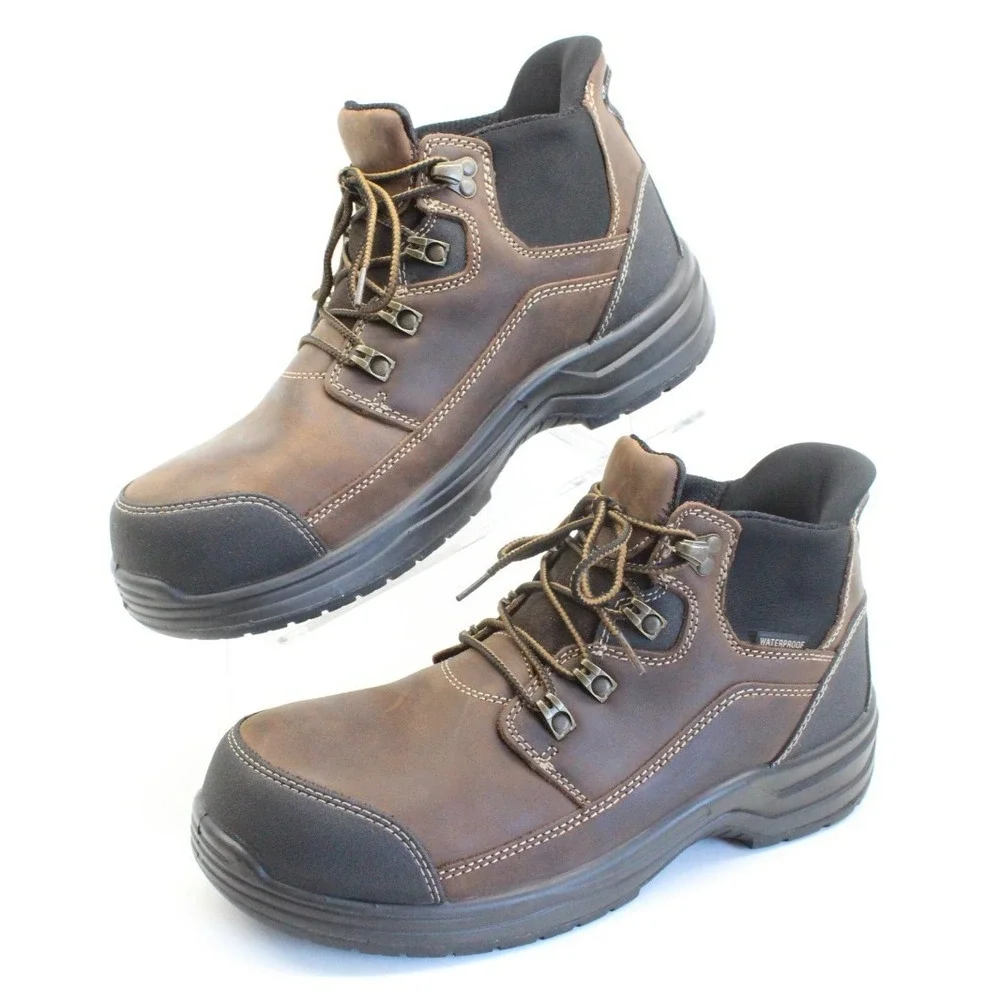 Orthofeet Men's 10 US Hands Free Safety Composite‎ Toe Brown Work Boots 40802-D